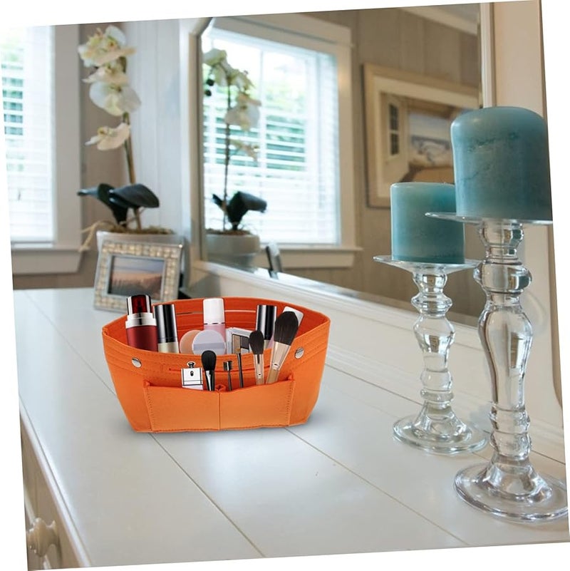 Orange Folding Felt Makeup Organizer Bag Travel Cosmetics Purse - Image 5